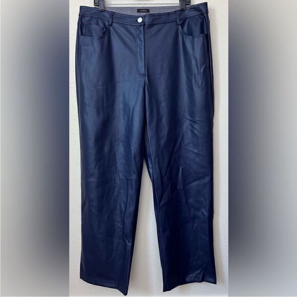 New Halogen® 5-Pocket Faux Leather Pants in Classic Blue Size 16 - Picture 2 of 11